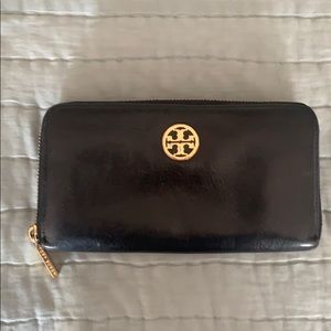 Tory Burch Black Wallet with gold hardware